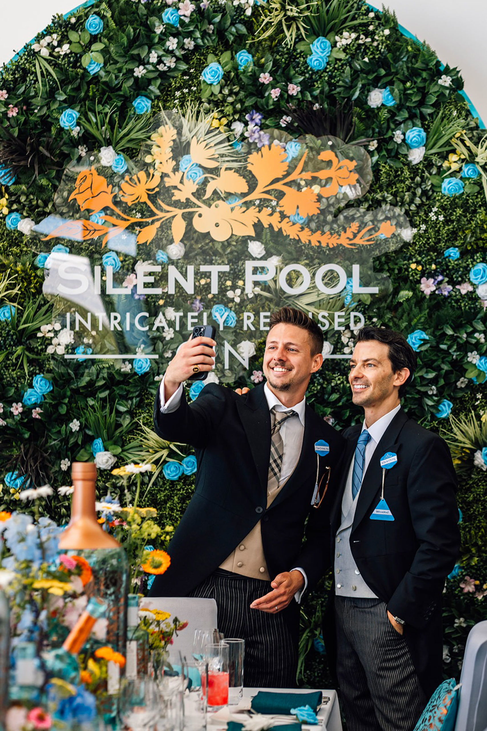 Tyler Zielinski (left) takes a photo with another attendee of Royal Ascot