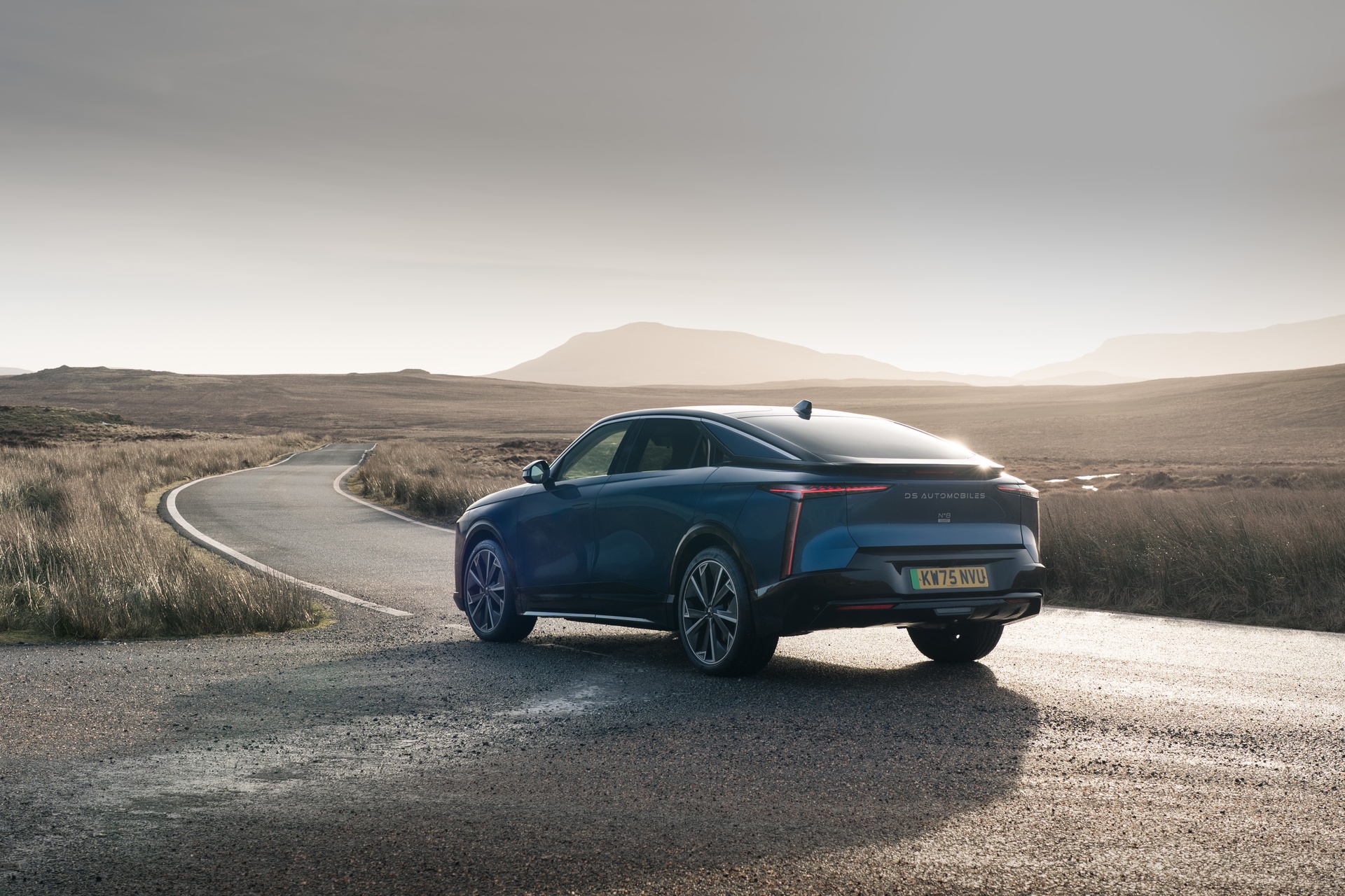 Rear of the DS No.8 parked on an open road