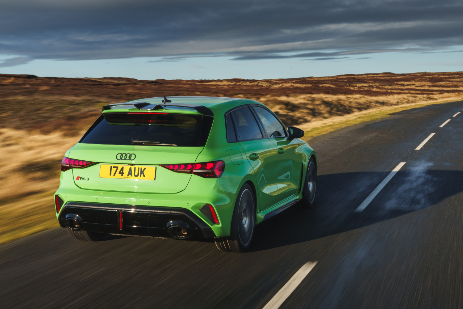 Rear of a green Audi RS 3