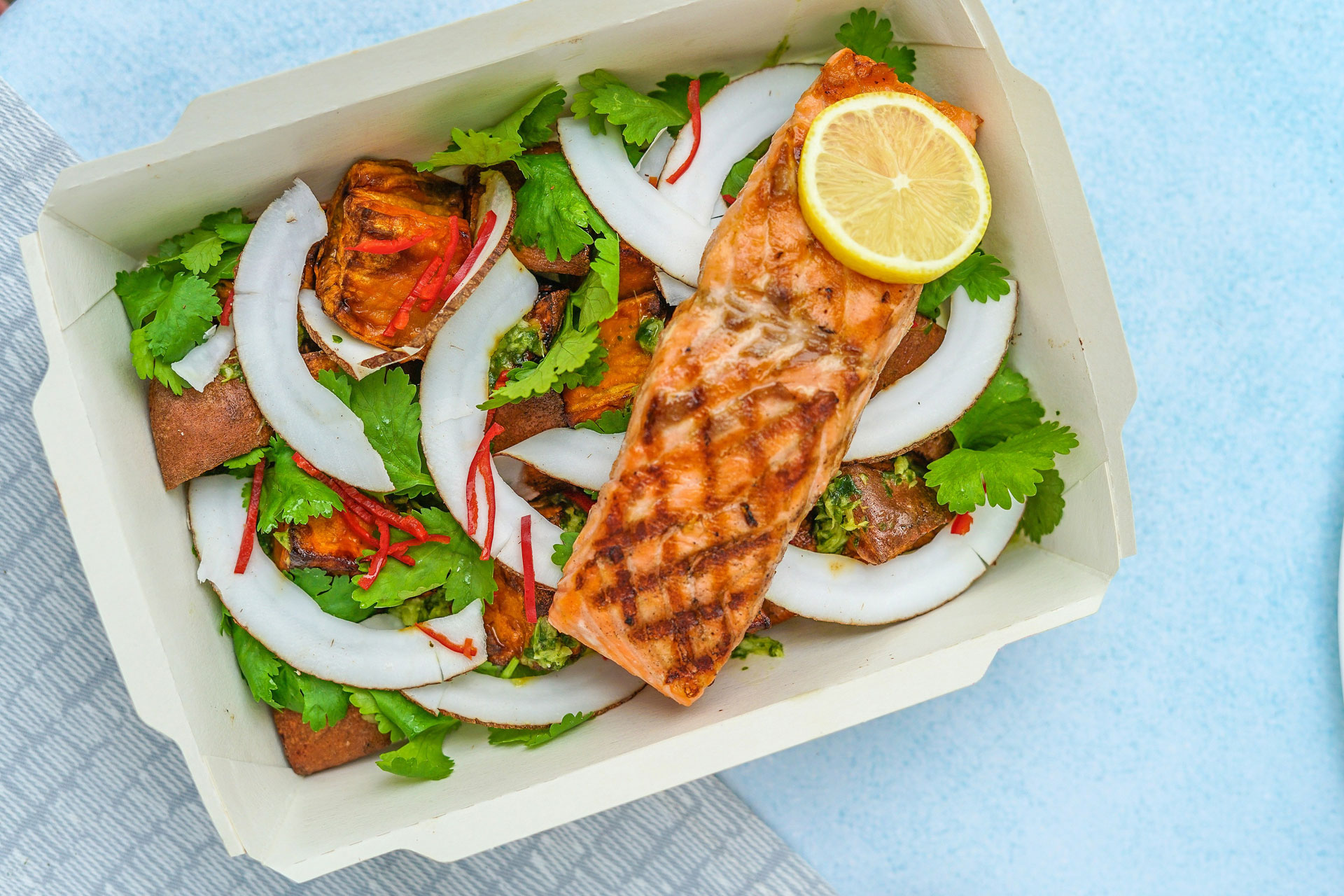 Salmon and salad