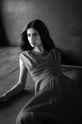 Black and white image of Hannah Khalique-Brown