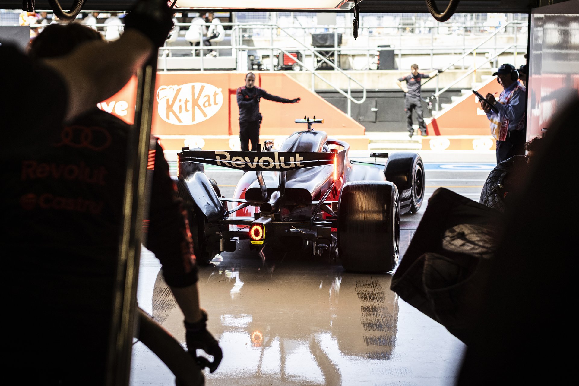 An Audi Revolut F1 car heading out onto the racecourse