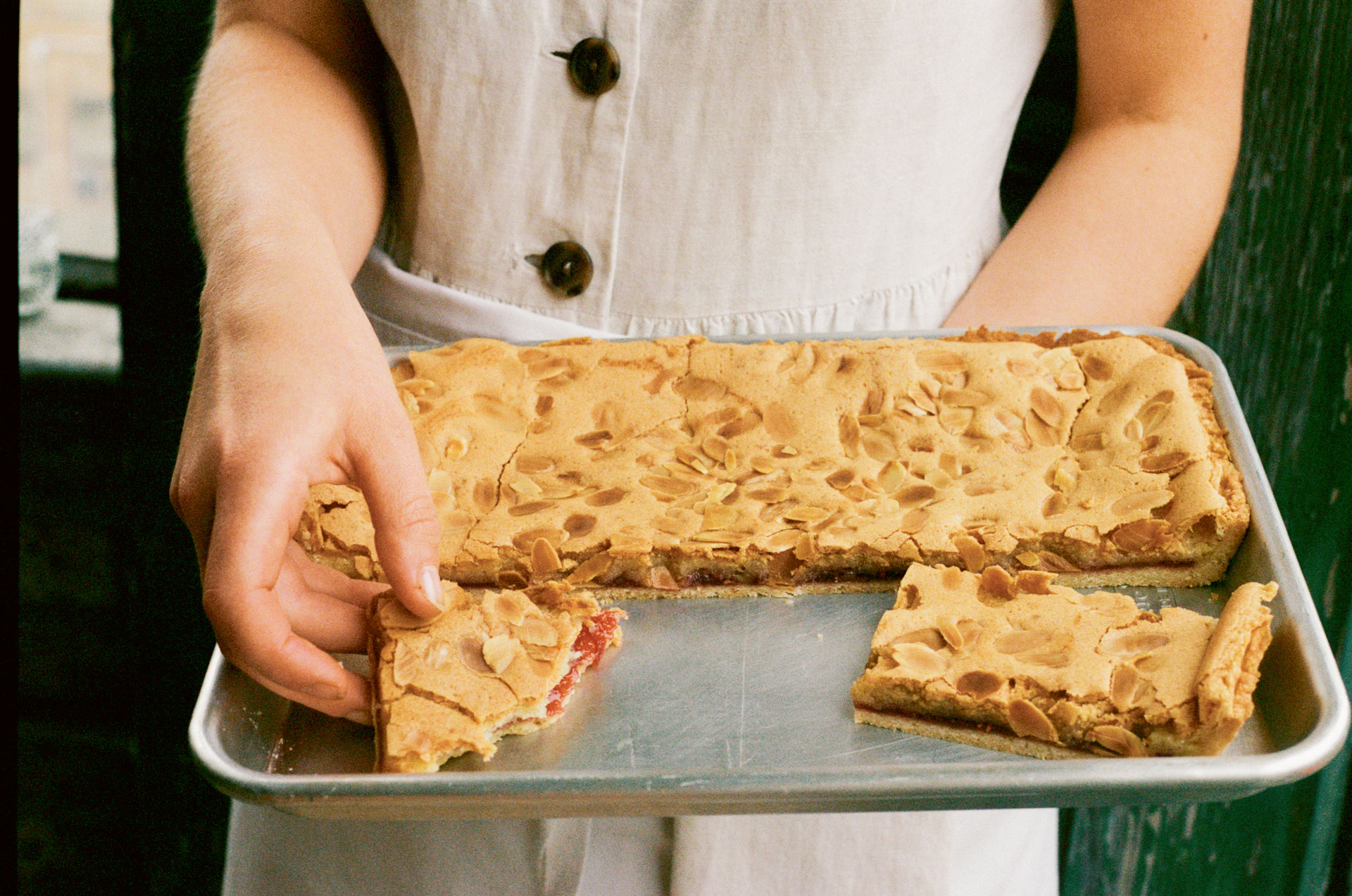 Bakewell pudding in tray