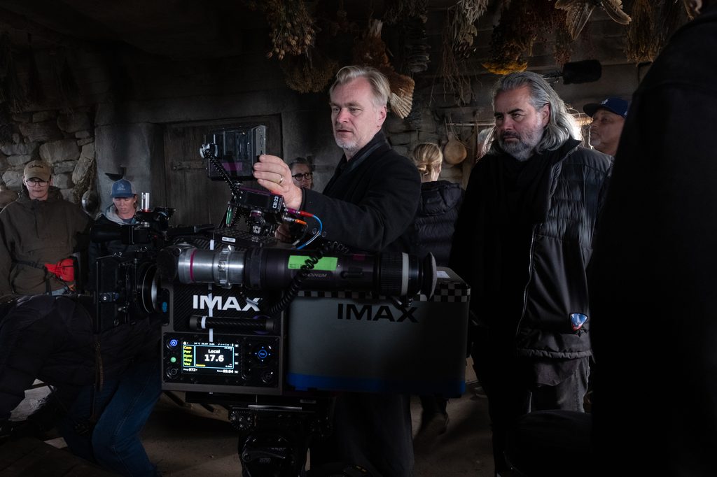 Director Christopher Nolan with Cinematographer Hoyte van Hoytema, ASC on set of his film THE ODYSSEY.