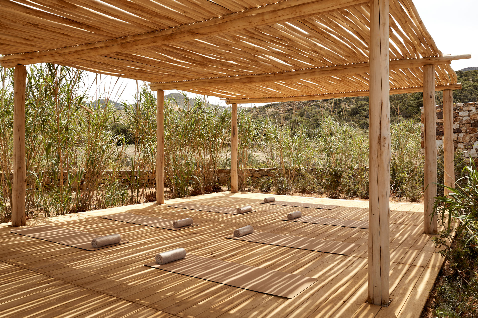 Yoga deck at The Rooster, Antiparos, Greece