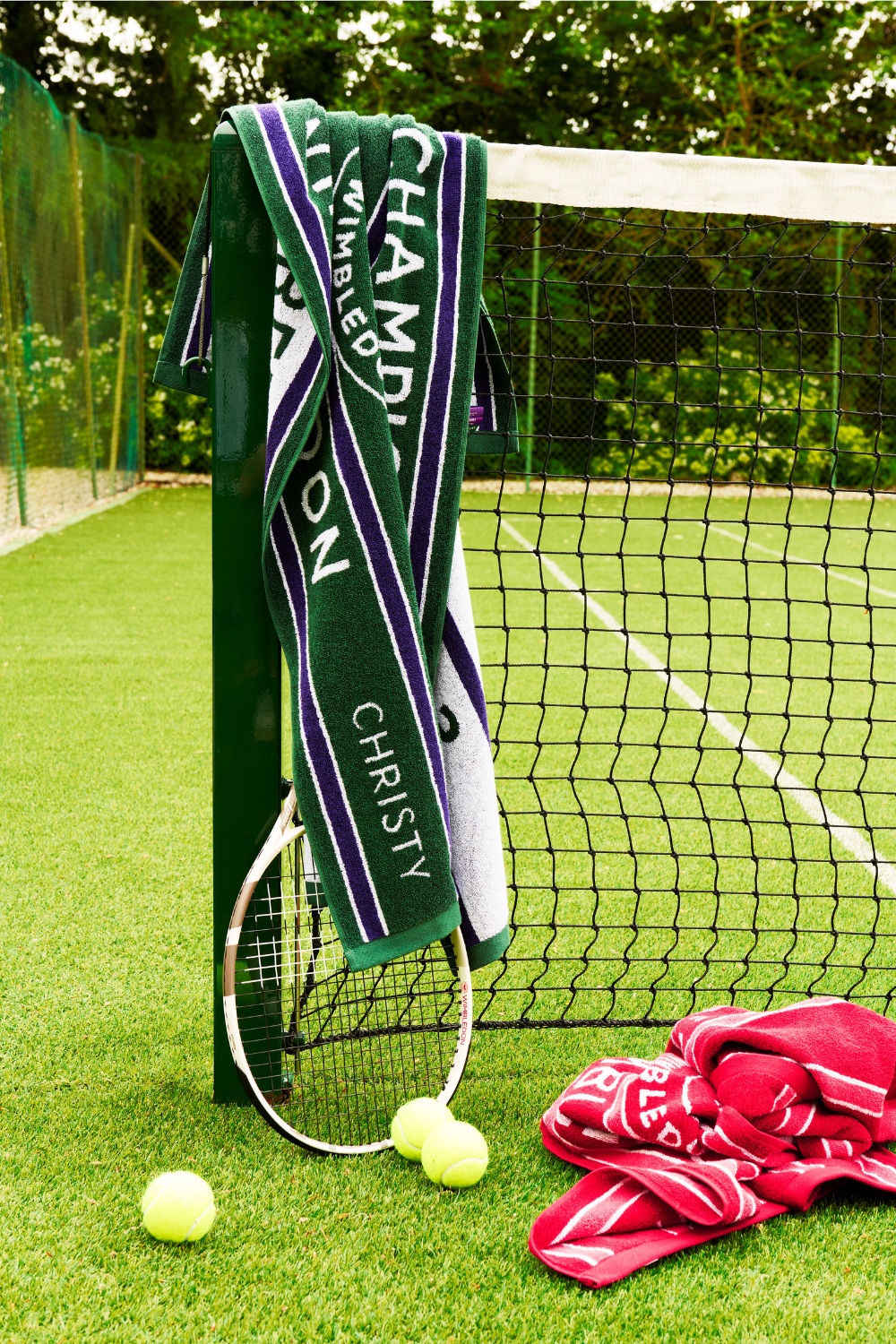 Christy towel on tennis net