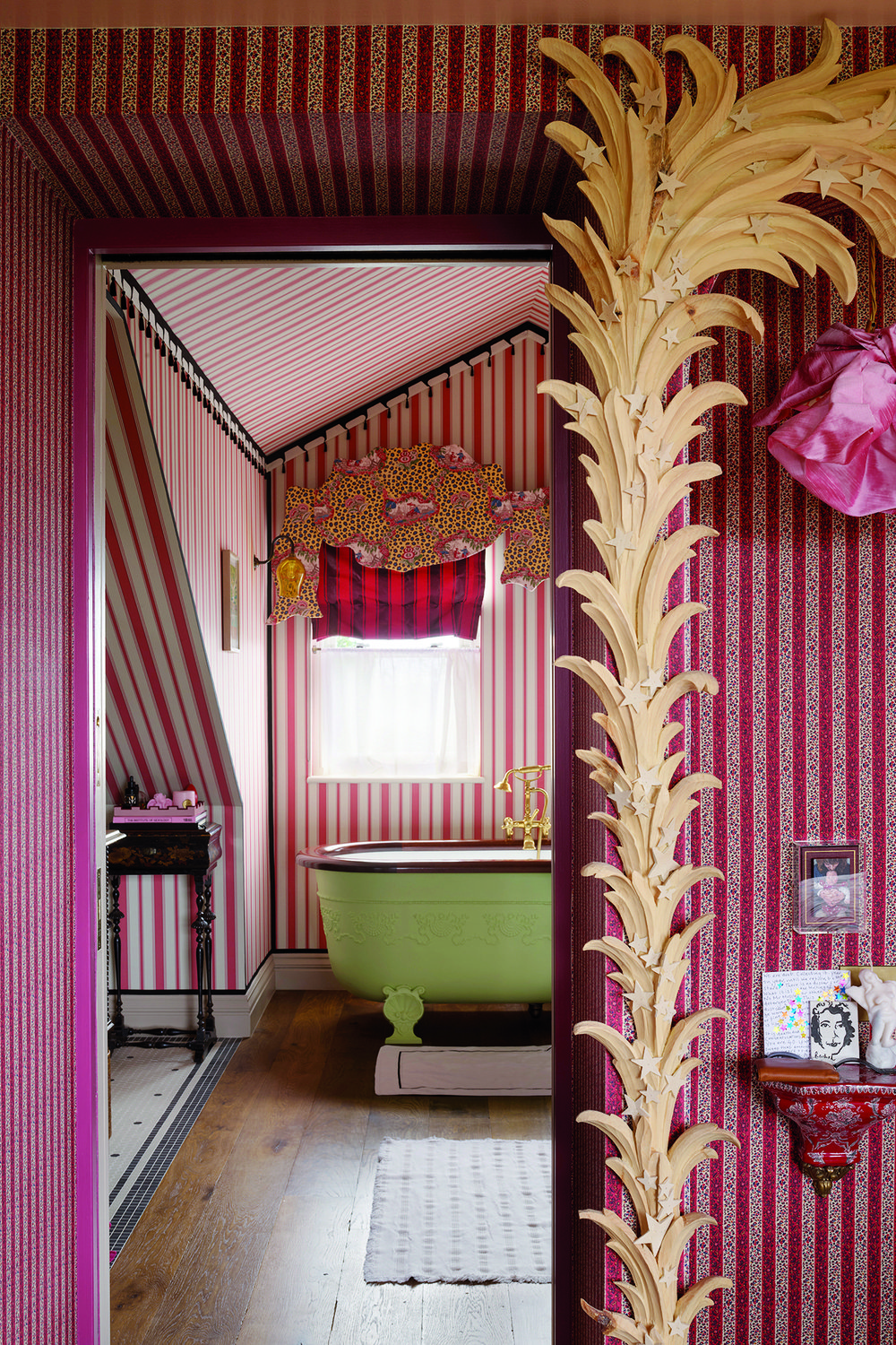 A pink striped room