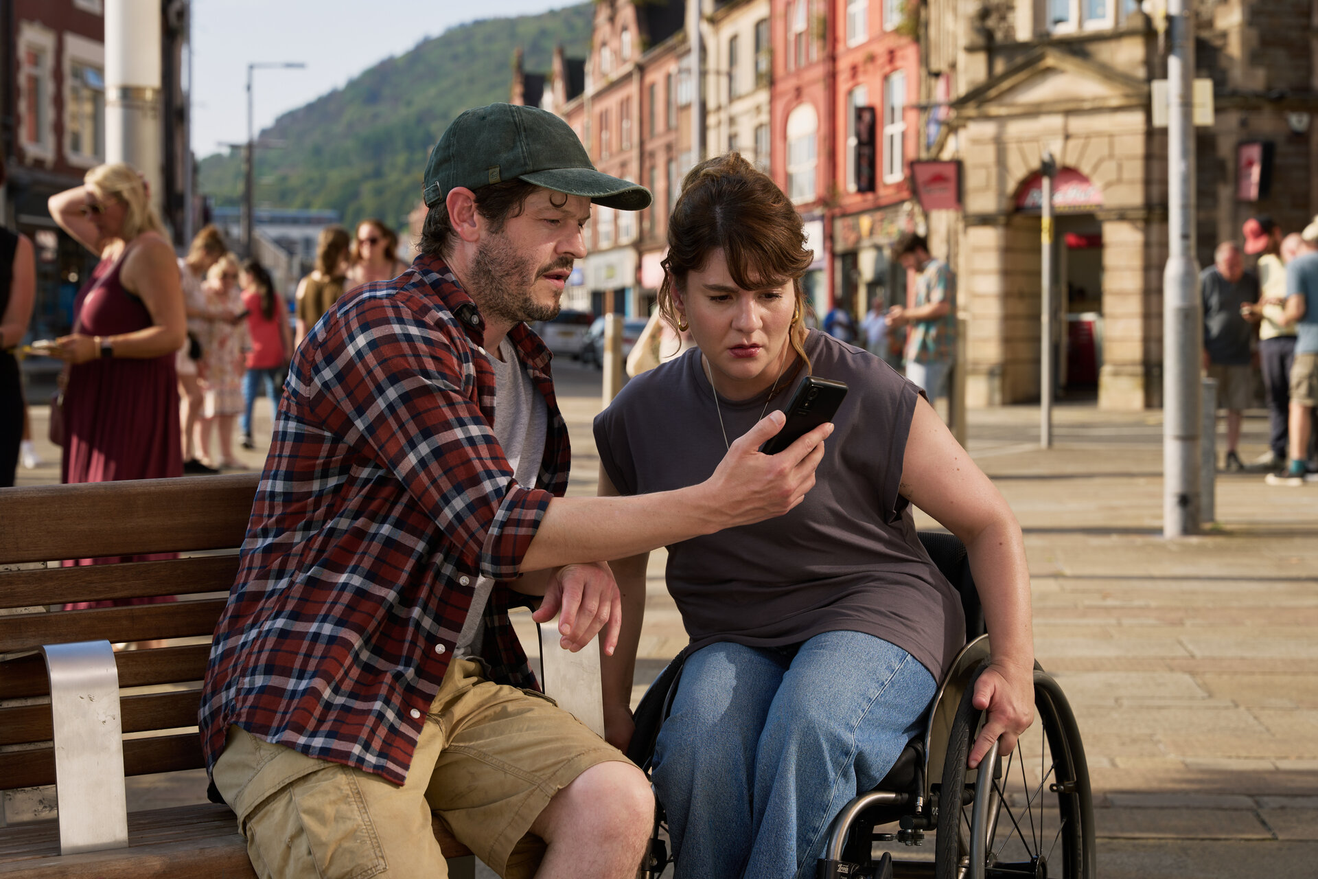 Dick Carwyn (IWAN RHEON) and Dr Gabriele Fox (RUTH MADELEY) in The Rapture.