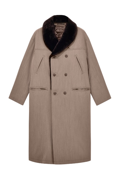 Giorgio Armani Oversized Double-Breasted Wool Coat with Quilted Lining