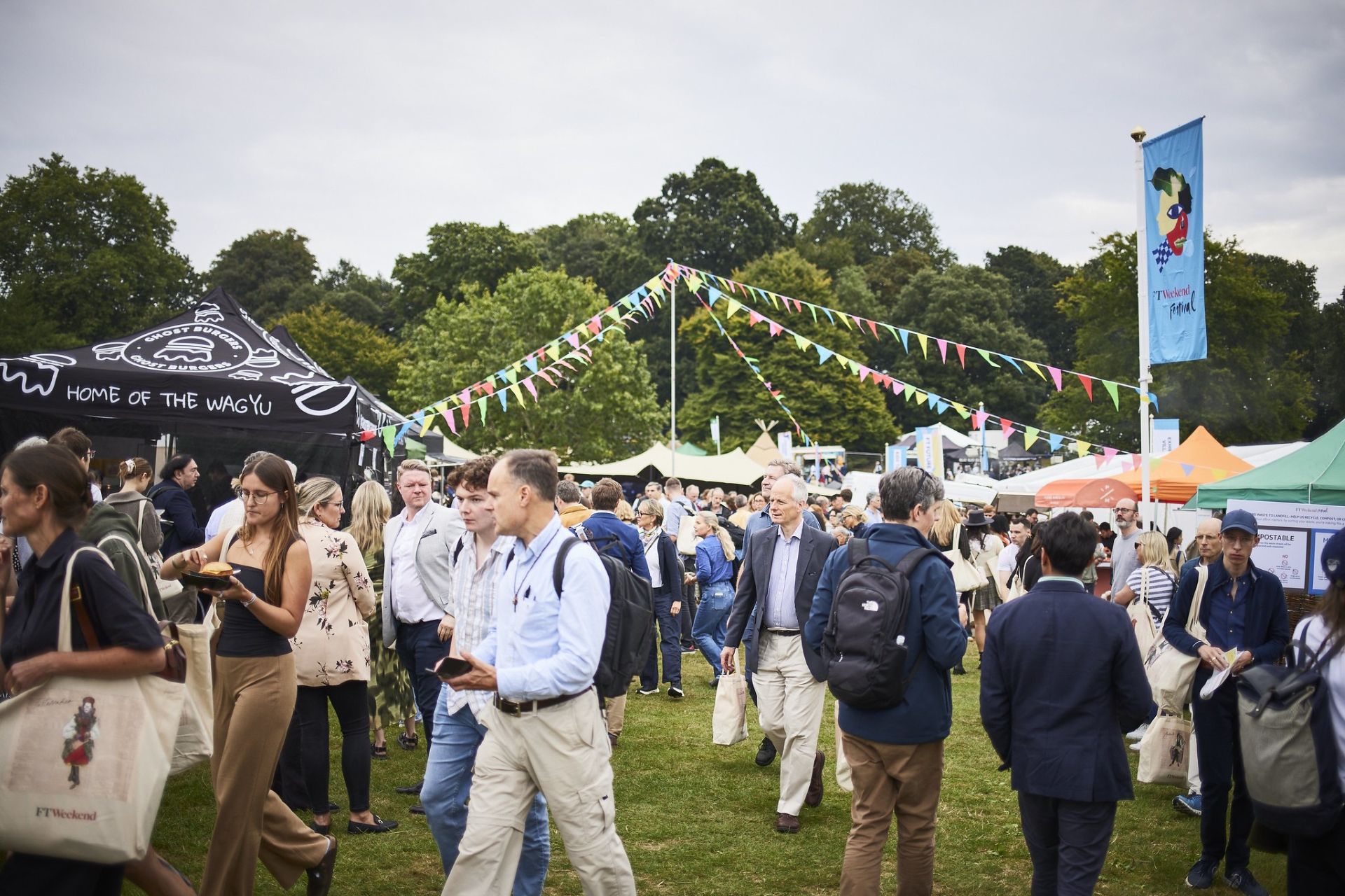 The crowds outside between venues at FT Weekend Festival