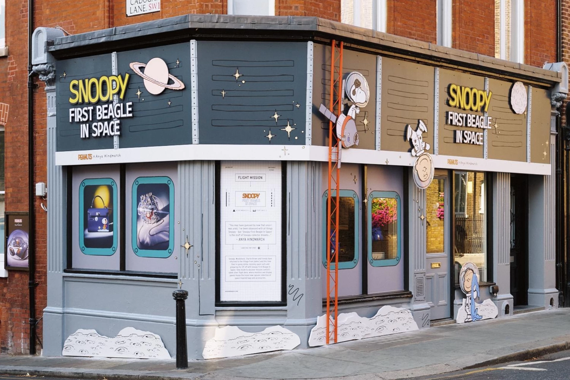 Snoopy First Beagle In Space concept store by Anya Hindmarch