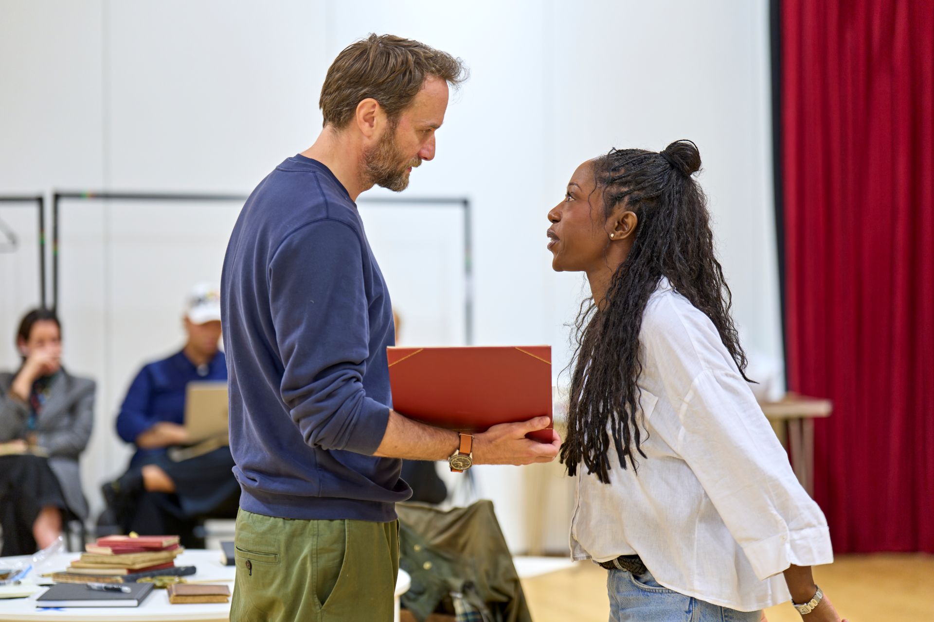 Chris in Arcadia rehearsals with Nikki Amuka-Bird