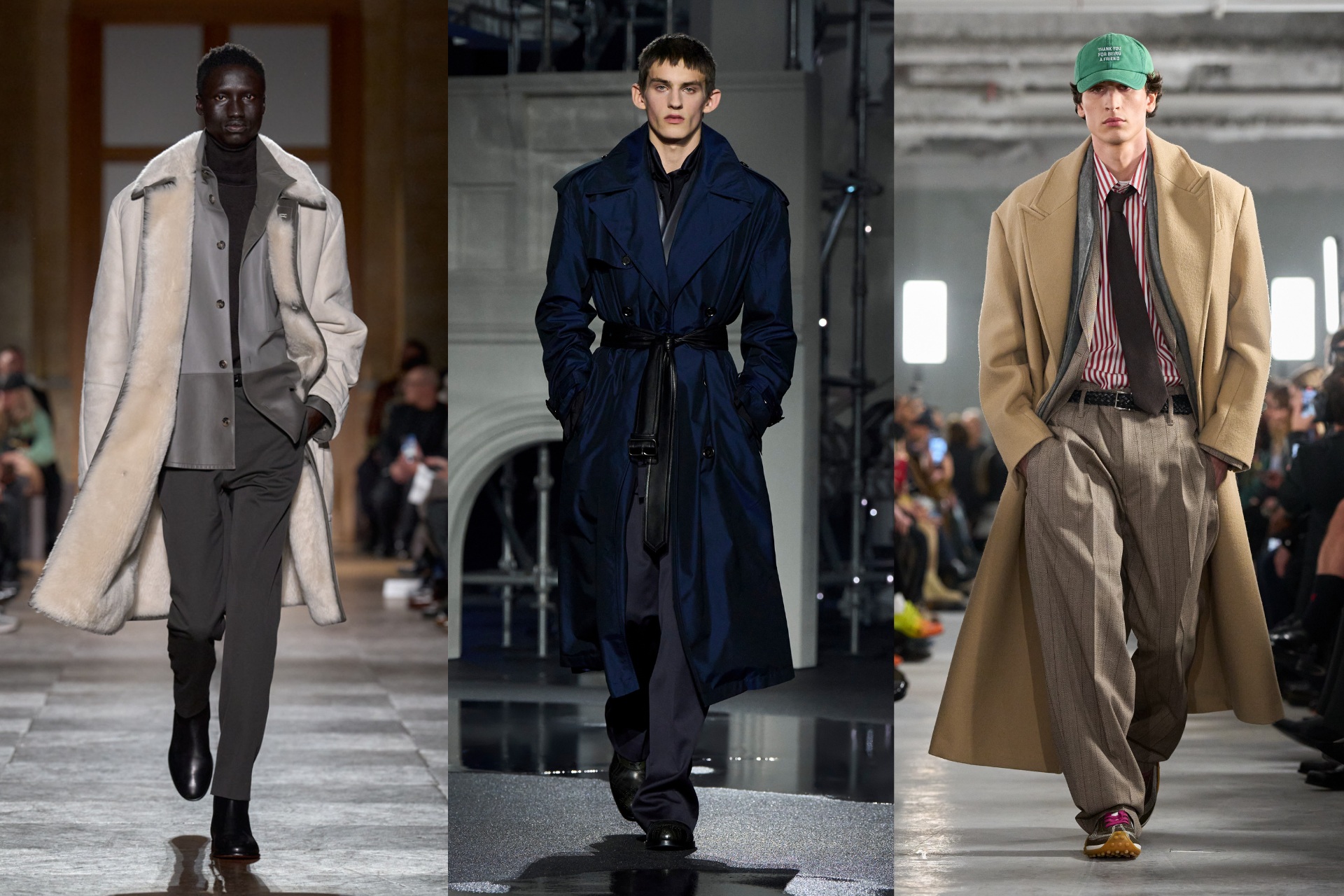 AW26 menswear runway imagery from Hermès, Burberry, AMI