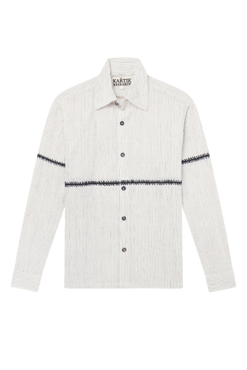 Kartik Research Rabari Embroidered Pinstriped Shirt