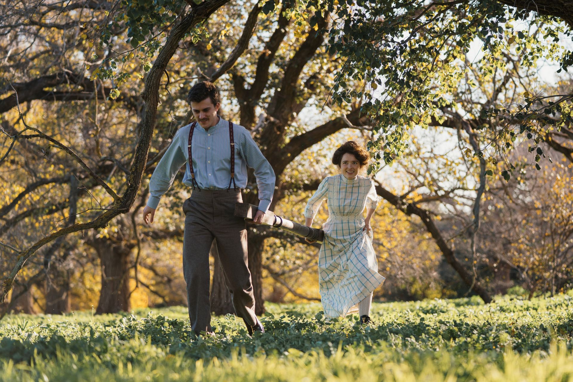 Two people running through a field in My Brilliant Career