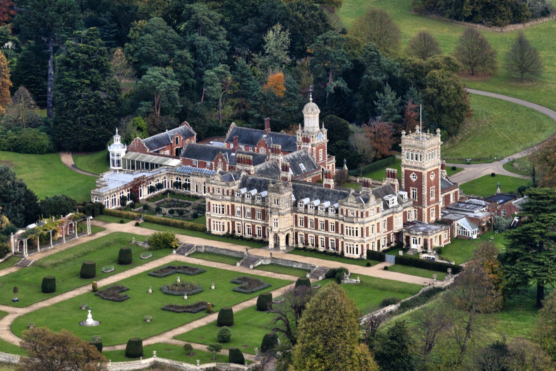 An aerial shot of Somerleyton Hall