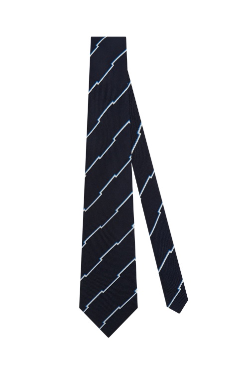 Turnbull & Asser Navy Broken Shadow Stripe Silk Tie