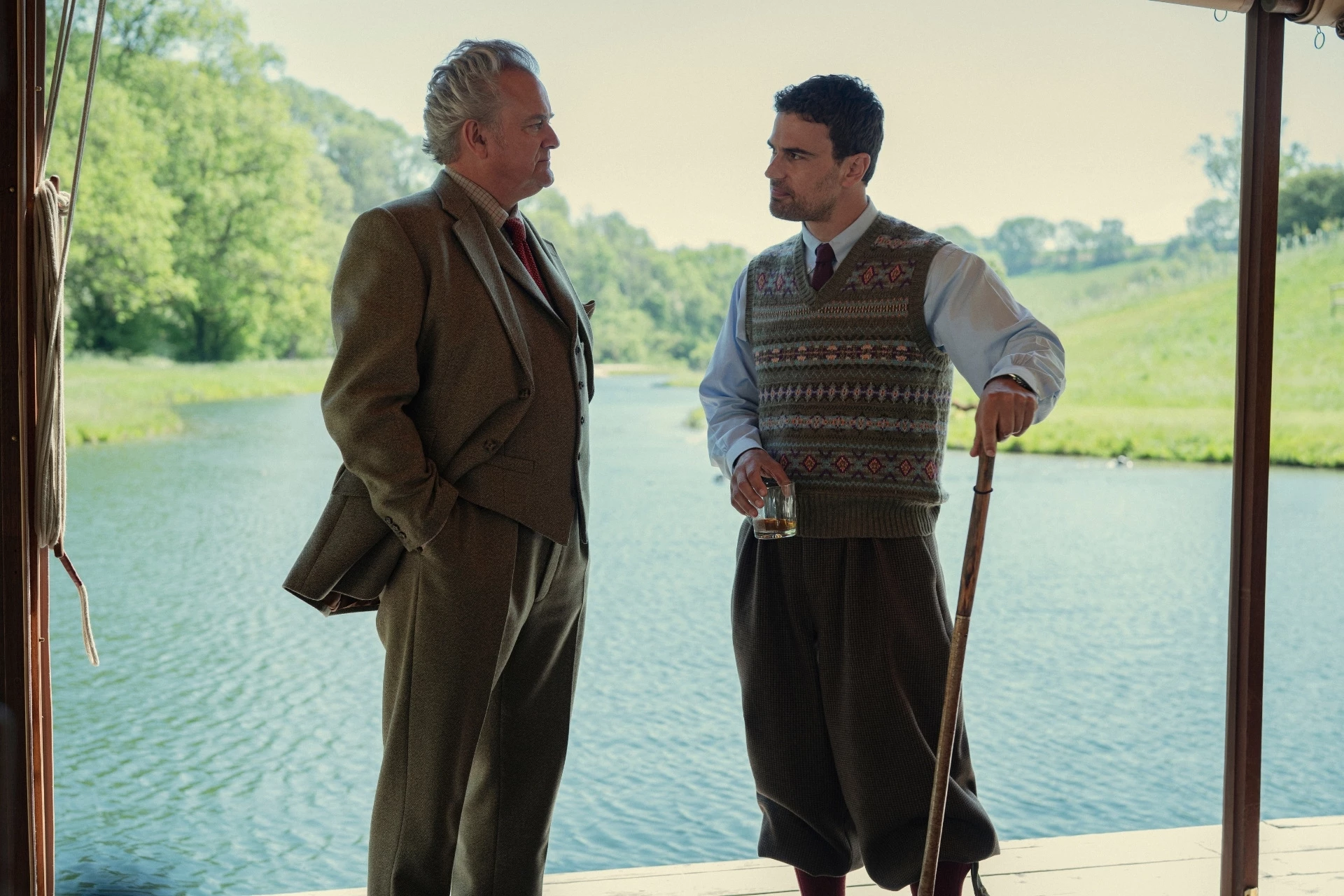 Hugh Bonneville and Theo James in The Gentlemen season 2
