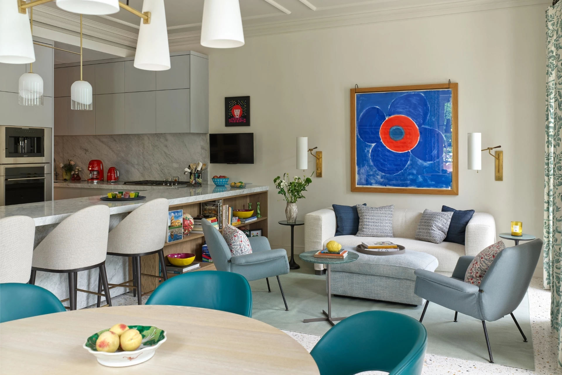 Kitchen in Lake Como home designed by Thorp Design