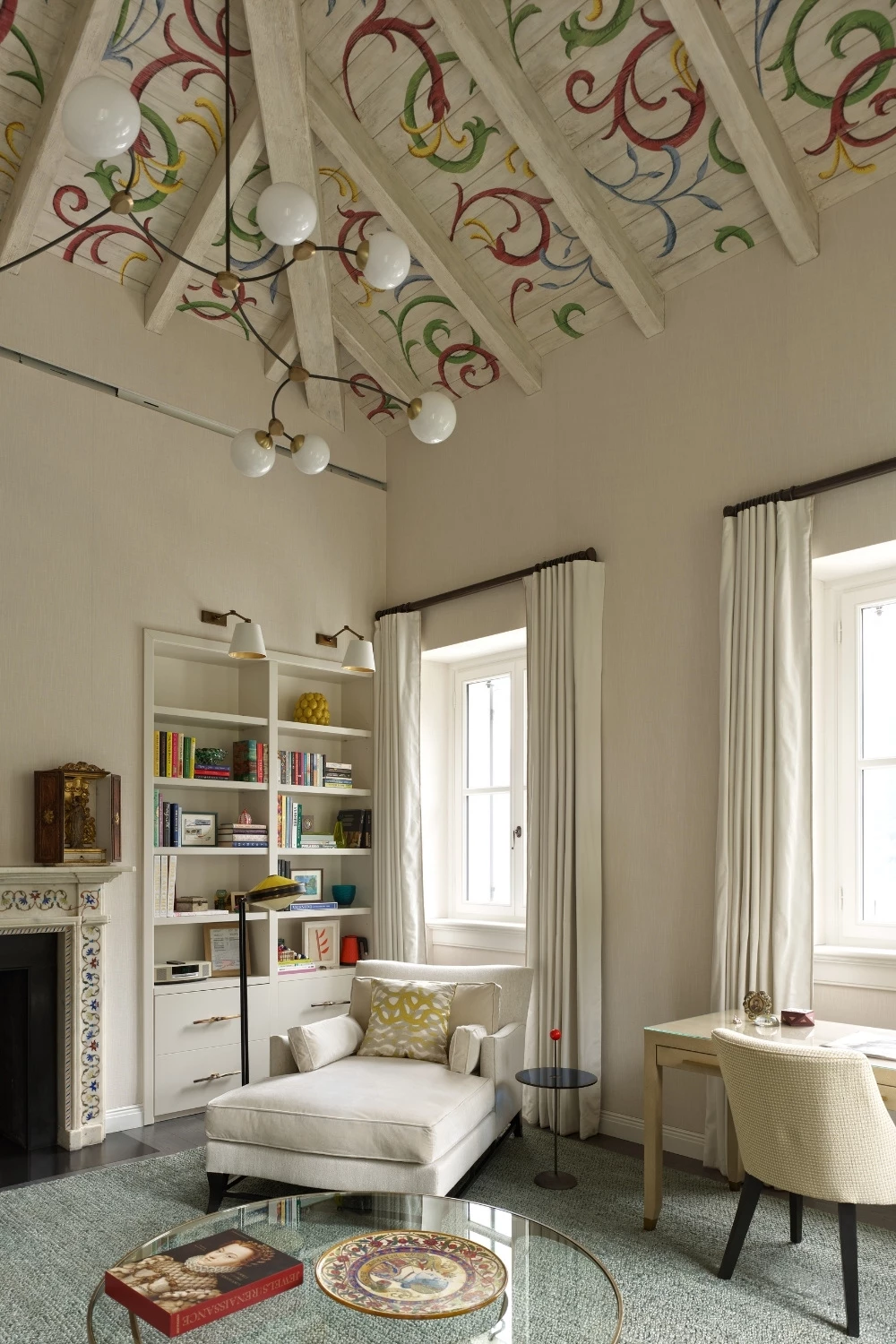 Home office in Lake Como home designed by Thorp Design