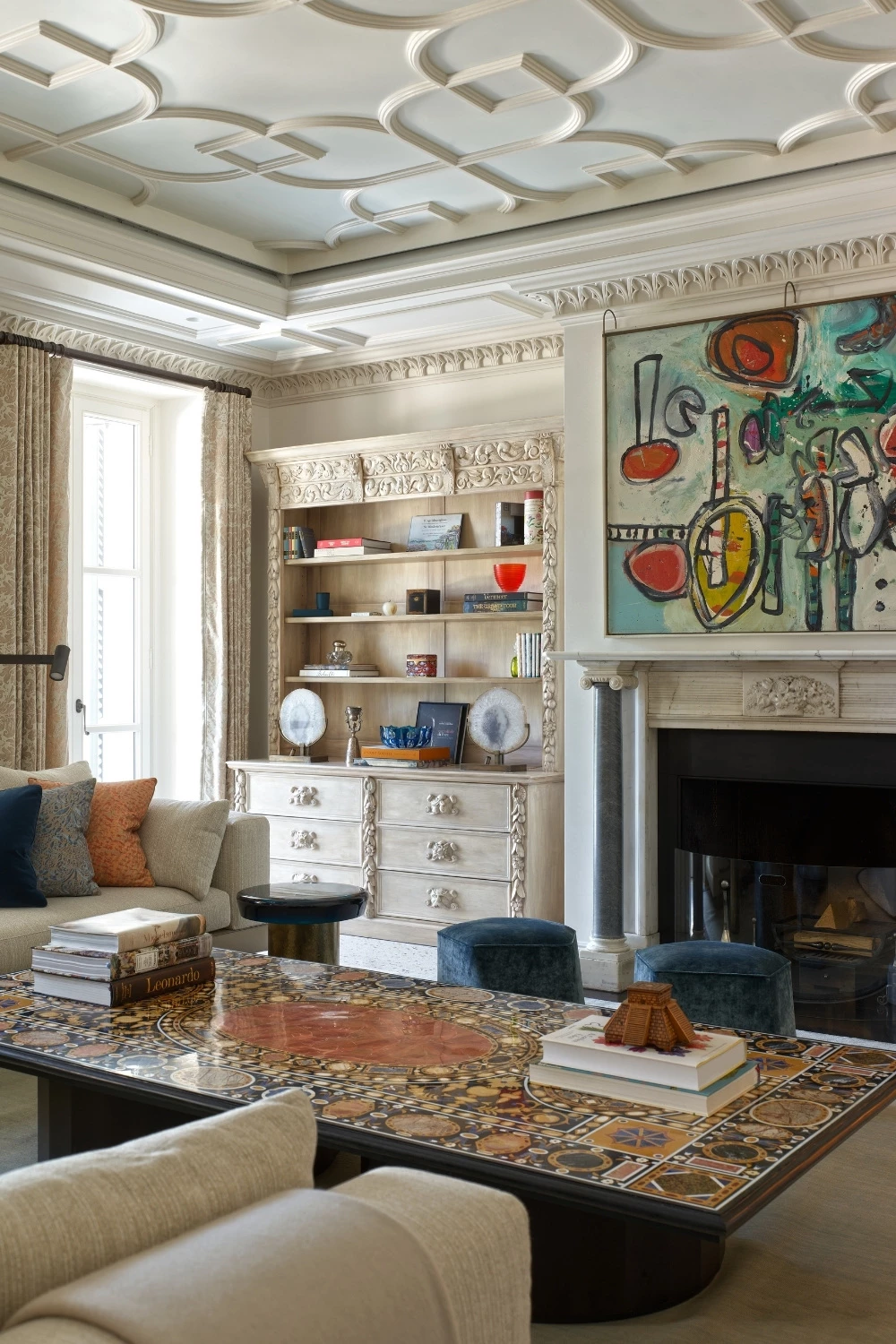 Sitting room in Lake Como home designed by Thorp Design