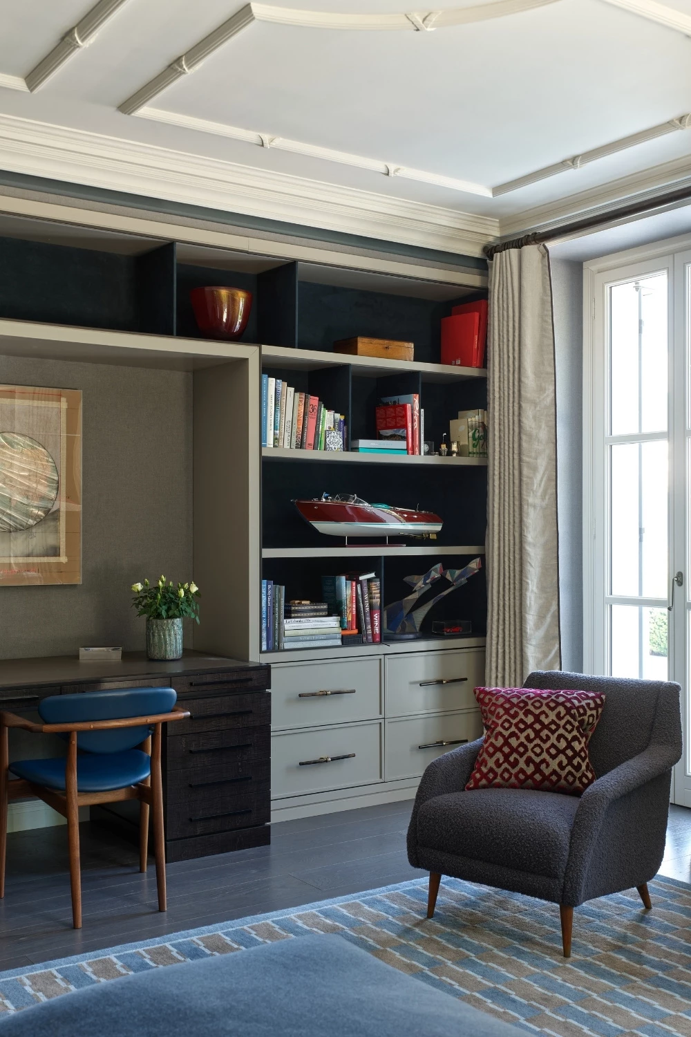 Bedroom in Lake Como home designed by Thorp Design