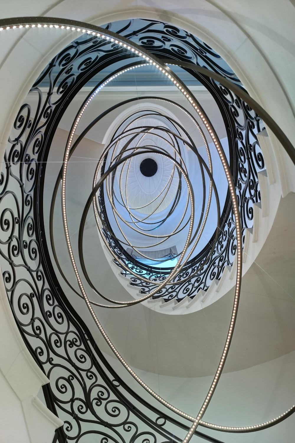 Staircase in Lake Como home designed by Thorp Design